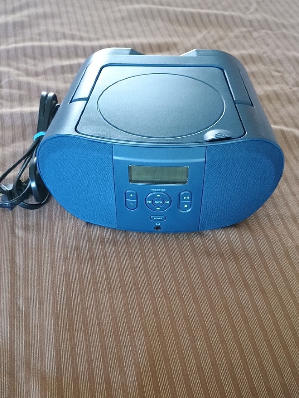 Onn Blue Portable CD Player with Radio, Aux and Built-In Speakers